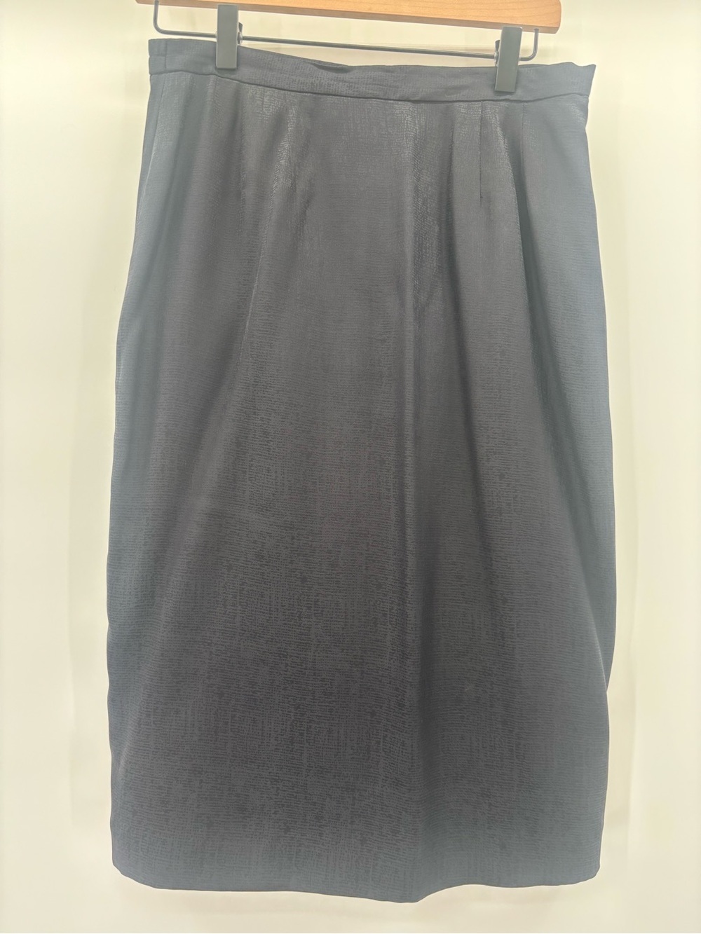 100% Silk Skirt Office Career Business in Black/Grey Micro Pattern Size 10P
